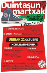 Carte anunciador de las Marchas en Bilbao, san Sebastian y Vitoria